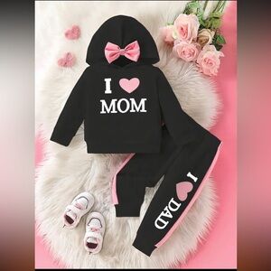 Black and Pink Hoodie and Pants Set